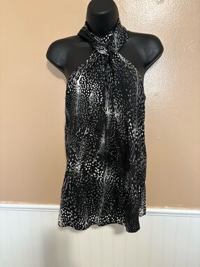 Kenneth Cole New York XS Black White Gray Animal Print Blouse Preowned